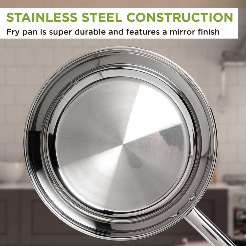 Ecolution Classic Stainless Steel Fry Pan, Professional Quality Sauté, Encapsulated