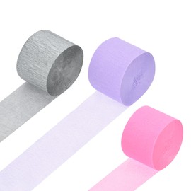 Rebower Crepe Paper Roll, Purple Crepe Paper Streamers Sheets, [for Party Streamer Decorations, Birthday Party] - 1.8 Inch x 82 ft / 3 Roll