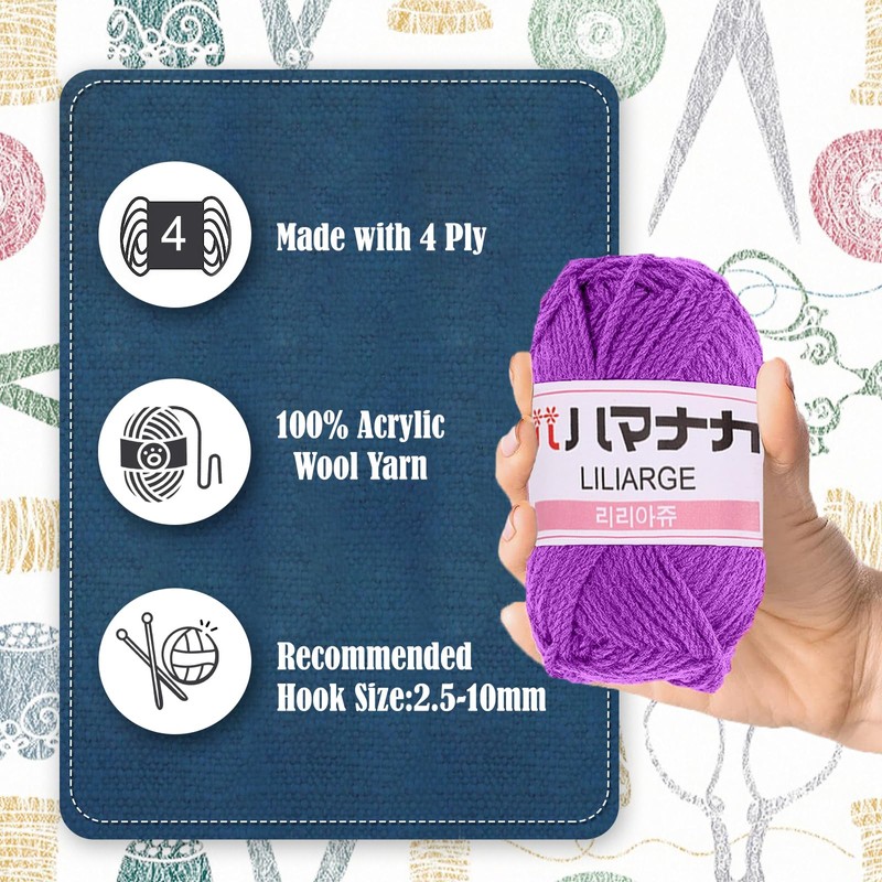 Crochet Yarn Acrylic Yarn Knitting Wool 12Pcs x 25g Crochet