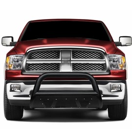 TLAPS 7422451043086 Compatible With 2009-2018 Dodge Ram 1500/2019-2022 Classic Textured Black Studded Mesh Style Bull Bar Guard with Skid Plate