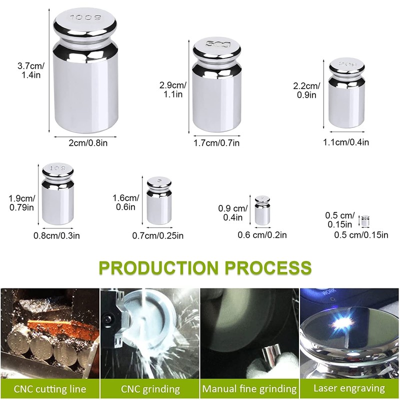 7 PCS Calibration Weights, Scale Weight Set 1g 2g 5g