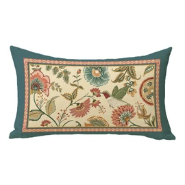 Fjfz Vintage Flower Birds Lumbar Decorative Throw Pillow Covers 12 x 20, Rectangular Elegant Floral Hummingbird Outdoor Home Decor, Farmhouse Wildflower Couch Cushion Case