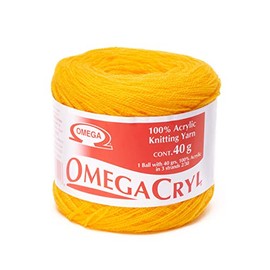 OMEGACRYL [40grs] by Omega - 3-Thread Yarn Ideal for Embroidery, Knitting and Crafts - Color 37-Amber Yellow 31