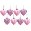 8 x 5cm BABY PINK / BLUSH PINK Glitter + Matt Heart Shaped Christmas Tree Baubles