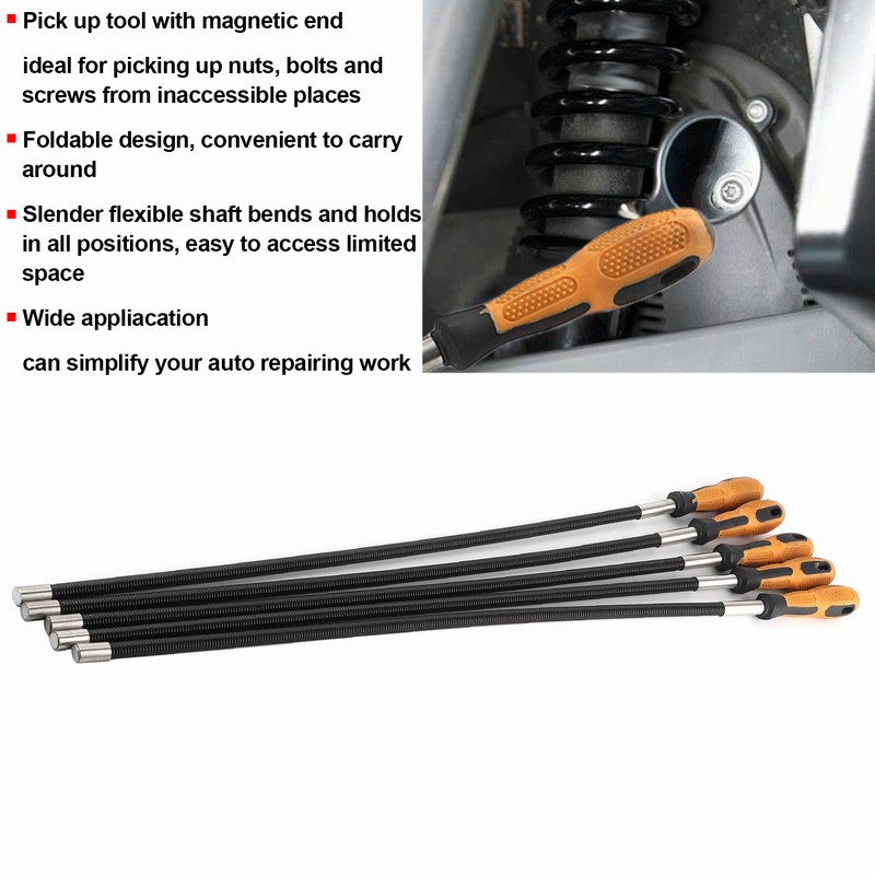 5Pcs Universal Magnetic Pickup Tool Slender Foldable Magnet Pick Up