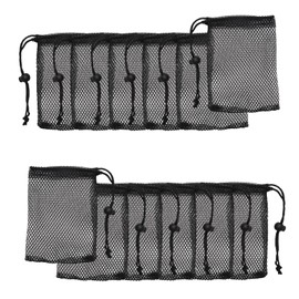 Funstreet 12 Pcs 6x4 Inch Mesh Drawstring Bags with Cord Lock Black Portable Nylon Mesh Storage Bags for Small Stuff