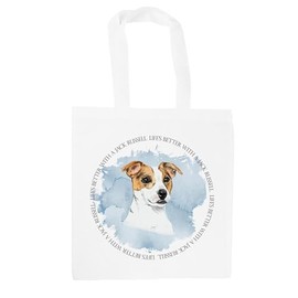 Lifes Better With a Jack Russell Tote Bag - Painted Dog Illustration Gifts for Dog Lovers - Shopping Bag Accessories Present