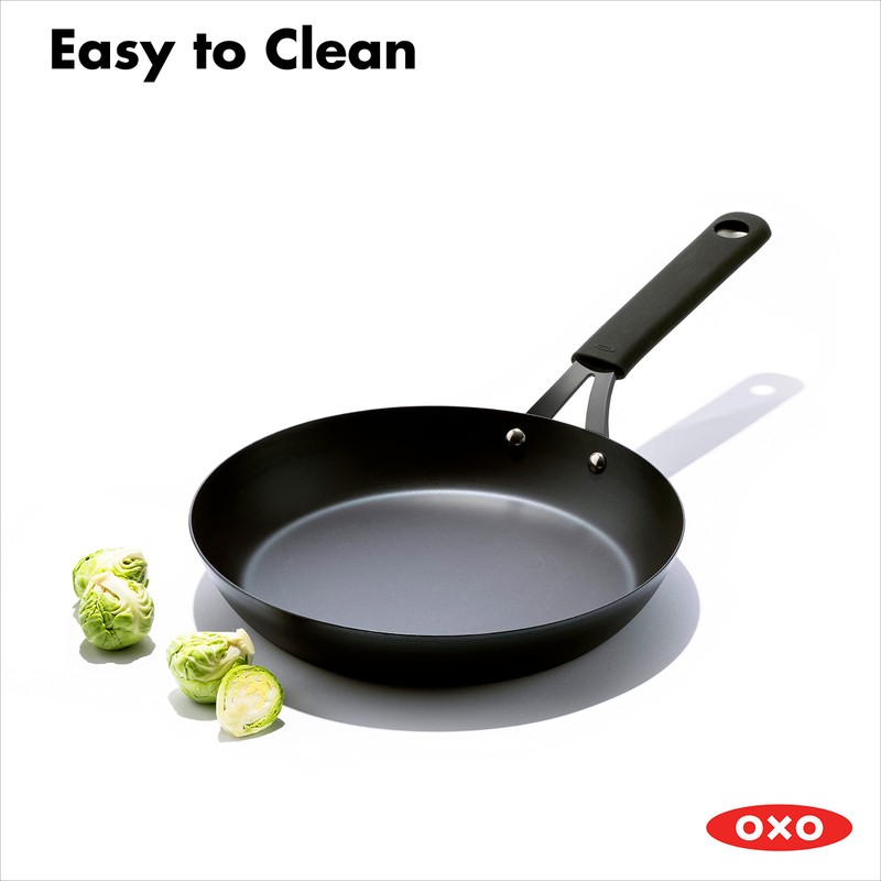 OXO Obsidian Pre-Seasoned Carbon Steel, 10" Frying Pan Skillet with
