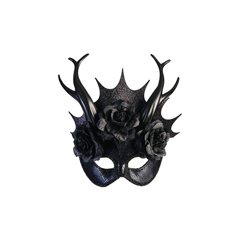shoperama Gothic Half Mask with Crown Antlers Roses Fantasy Dark