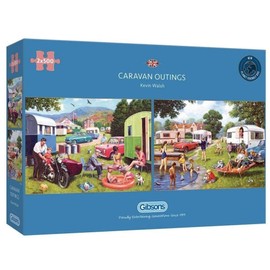 Caravan Outings | 2 x 500 Piece Jigsaw Puzzles | Multi-Box Jigsaw | Sustainable Puzzle for Adults | Premium 100% Recycled Board | Great Gift for Adults | Gibsons Games