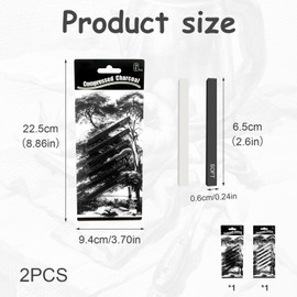 12 Pcs Graphite Sticks, Square Compressed Charcoal Sticks, Soft Willow Charcoal Material Drawing Pencils Set for DIY Drawing Crafts, Art, Sketching, Shading, Beginners and Artists