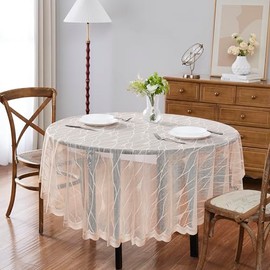 Warm Home Designs 70 Inch Round Tablecloth. Champagne Tablecloth Features Geometric Design. Lace Modern Tablecloth is Perfect as Holiday Tablecloth or Banquet Tablecloth. RIT Linen Round 70