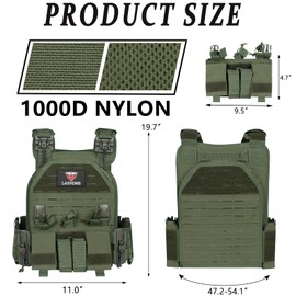 LASVENIS Quick Release Tactical Vest Molle Airsoft Vest for Men (Green)