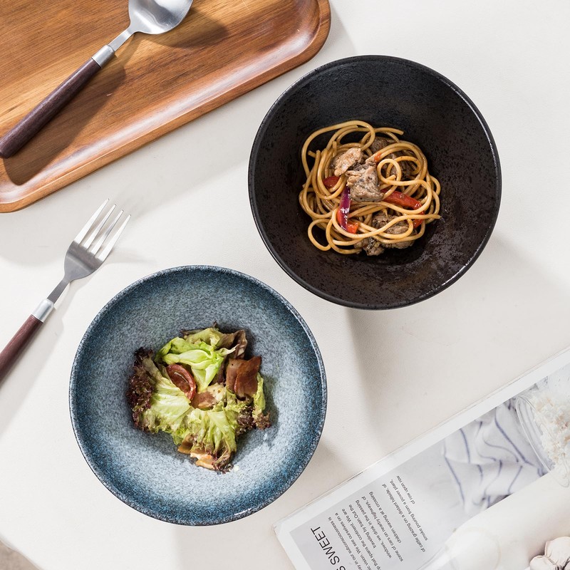Jusalpha Ceramic Ramen Bowl Set, 7 Inch Asian Noodle Soup