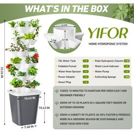 Vertical Hydroponics Garden Tower 30-Plant Hydroponic Growing System, Indoor Vertical Farming Garden Planter, Smart Herb Garden with Timing Plug Automatic Watering for Home Indoor Gardening System