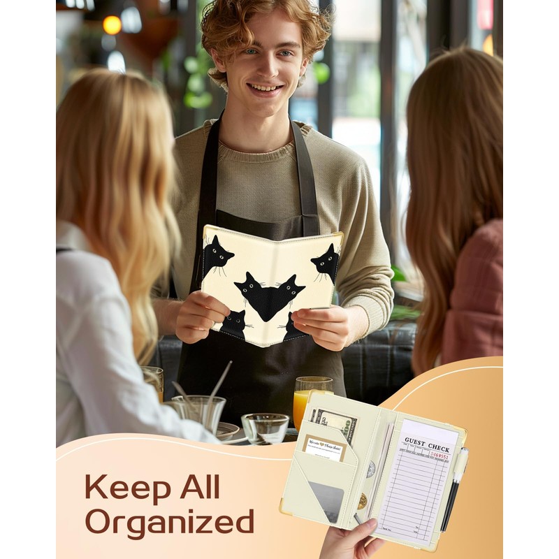 Slohif Server Book for Waitress Cute Serving Books with Zipper