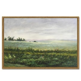 SHENIFY Landscape Framed Canvas Wall Art 16x24in Large Vintage Classical The Vast Grassland Prints Hallway Bathroom Office Decor - Natural Framed