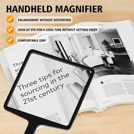 Dzxin Magnifying Glass for Reading, 3X Handheld Magnifier Lightweight Rectangular Magnifier Provides Large Book Page Viewing Area Ideal for Reading Small Prints for Seniors Low Vision