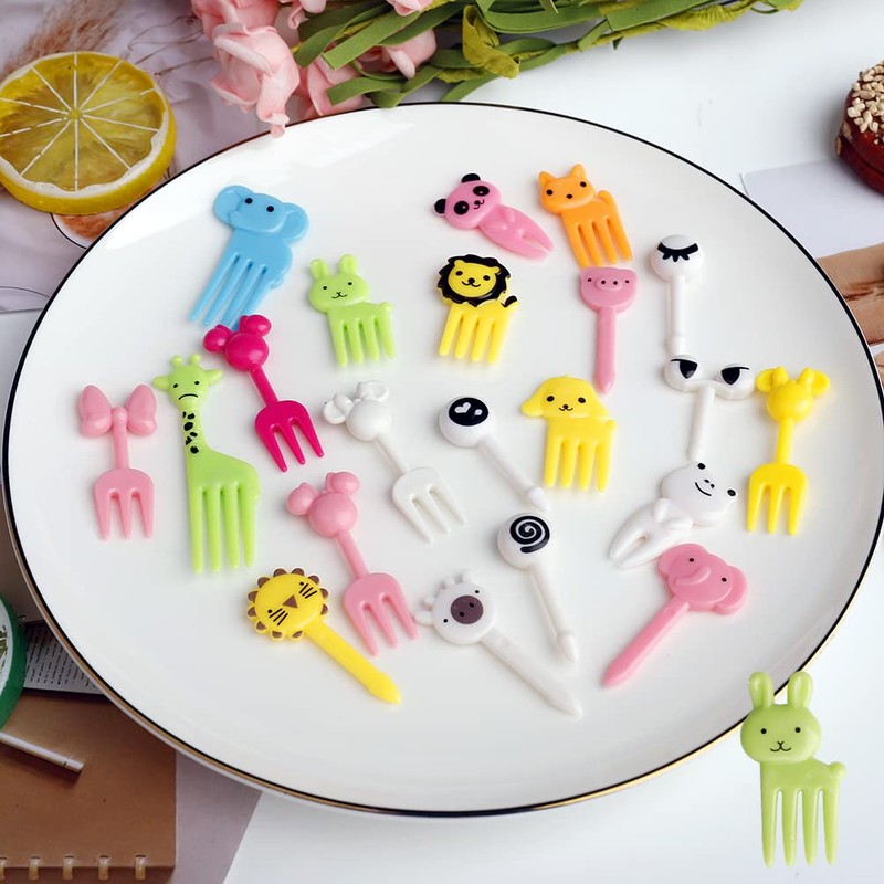 60 Pcs Kids Food Picks, Cute Animals Mini Food Fruit