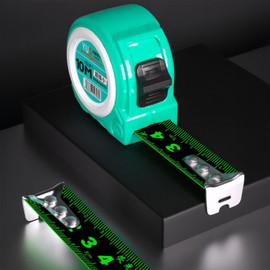 10M/32.8ft Tape Measure, Width 25mm Fluorescent Transparent Steel Precision Measuring Tape, Stainless Steel Retractable Double Sided Graduated, Easy To Read Self-Lock Measuring(Blue)