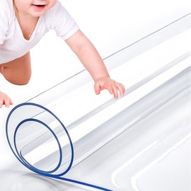 RostiKong 36 x 72 Inch Vinyl Table Protector Clear Transparent Plastic Tablecloth Liner Cover Wipeable Easy Clean Protective Desk Pad Mat PVC Furniture Coffee Accent Dining Conference Tabletop Cover
