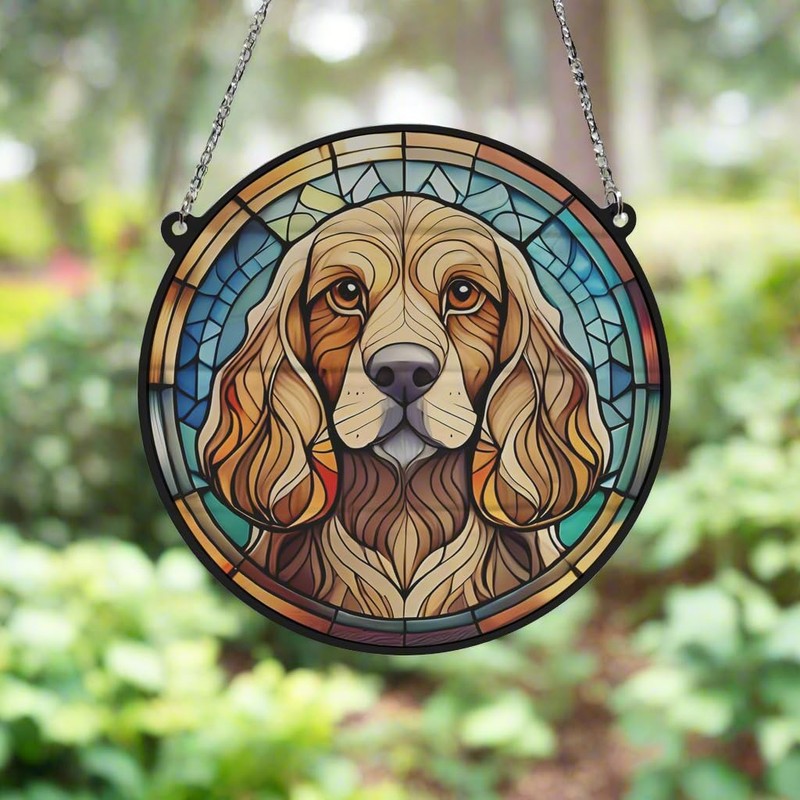Image Industry Cocker Spaniel Golden Stained Glass Effect Suncatcher -
