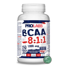 PROLABS – Bcaa Aminoacidi Ramificati Compresse 8.1.1, Amminoacidi 100% Veg con Vitamina B6, B1 e L-Leucina (8 parti) Crescita e Recupero Muscolare, Integratore Post e Pre Workout, 150 Tablet (1000 mg)