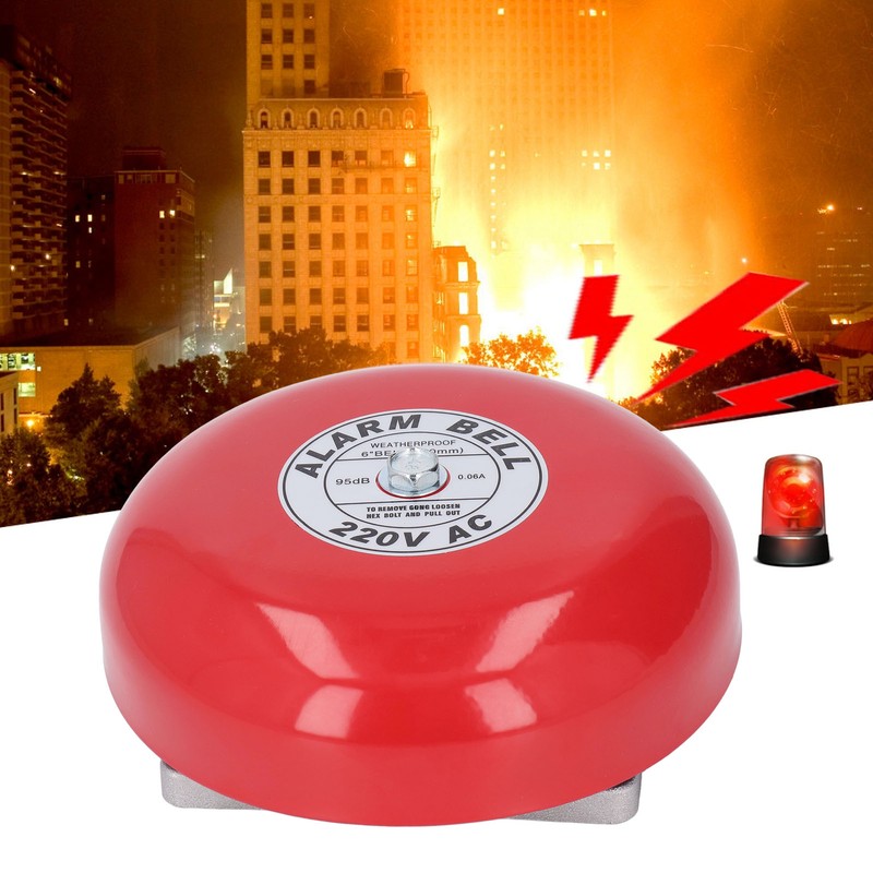 Fire Alarm Bell Electric Metal Round 6in 95db 220V Accessory
