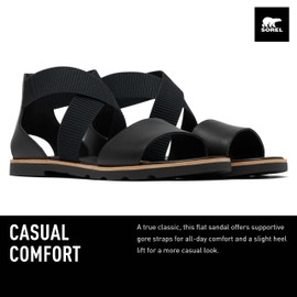 Sorel Women's Fashion Flat Sandal, Black, Black, 7