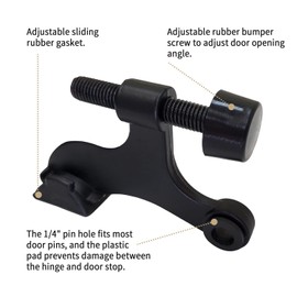 10 Pack Hinge Door Stoppers, Heavy Duty Door Stopper Hinge, Rubber Bumper Tips, Zinc Alloy (Black)