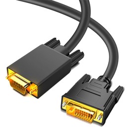 DVI to VGA Cable 6FT, DVI-D 24+1 to VGA Adapter Cable Male to Male Gold-Plated Display Cord for Computer, PC Host, Laptop, Graphics Card to HDTV, Monitor, Display Screen, Projector