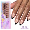150Pcs Black French Tip Press on Nails Medium Almond Fake
