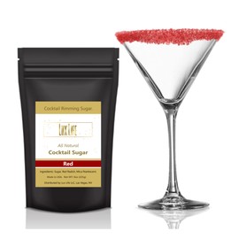 Cocktail Rim Sugar - All-Natural Fruit & Veg Coloring, Gluten-Free Vegan GMO-Free (Red Non-Flavored, 8 Ounce (Pack of 1))
