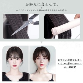 BARSDAR Bangs Wig, 100% Human Hair, Fully Hand Planted, Women's Extension, Point Wig, Fluffy, Ultra-thin, Small Face, One Touch, Natural, Heat Resistant, Side Included (Natural Black)