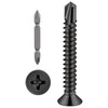 Wensilon（250pcs）#8×1-1/4”for Sheet Metal Self-Tapping Screws 410 Black Stainless Steel Flat