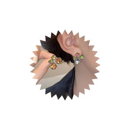 Wendalern Crystal Cluster Stud Earrings Geometric Square Gradient Crystal Earrings Zircon Cube Drop Earrings Vintage Crystal Chandelier Statement Earrings Wedding Jewelry for Women and Girls