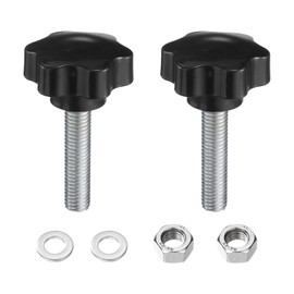 QUARKZMAN Pack of 2 Knurled Screw Star Grip Nuts M12 x 50 mm Metric Galvanised Carbon Steel 48 mm Knurled Nut 6-Star Plastic Pin Hand Buttons Handles Thumb Screws