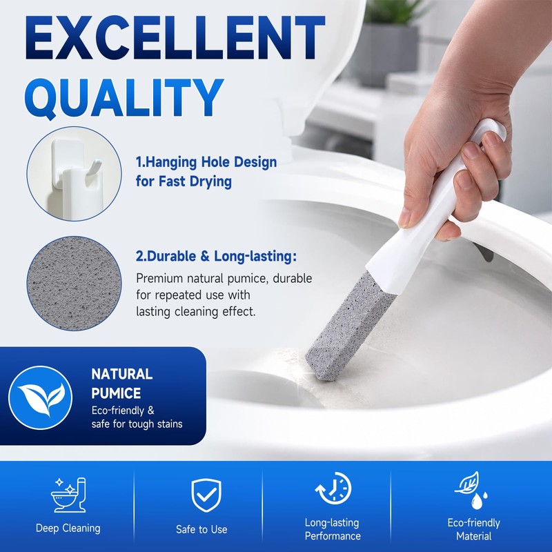 8 Pack Pumice Stone Toilet Bowl Cleaner with 2 Replaceable