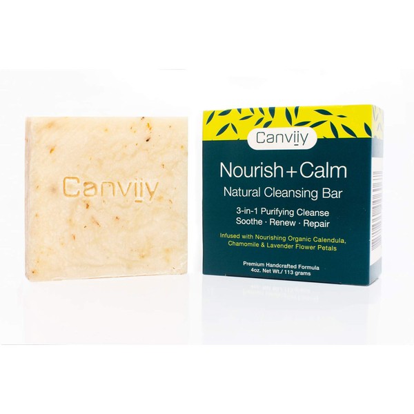 Canviiy ScalpBliss Nourish + Calm Natural Cleansing Bar for 3- in-1 Purifying Cleanse, Premium Handcrafted Formula, Soothe, Renew, Repair