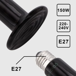 AIICIOO Terrarium Heat Lamp in Permanent Quality Ceramic Reptiles Heat Lamp Animals for Lizard/Bearded Dragon/Chicken/Snake No Light Around the Eyes of Animals 220V E27, 50W, White