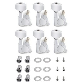 Metallor Sealed String Tuning Pegs Tuning Keys Grover Machines Heads Tuners 6 In Line Right Handed Electric Guitar Acoustic GuitarParts Replacement. (Chrome)