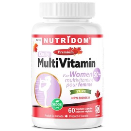 Nutridom Nutridom Daily Multivitamin for Women over 50 with Beta-carotene, Vitamin A, D3, E, C, B, K2, Biotin, Calcium, Magnesium, Zinc, Iodine, Manganese, Pottasium, Copper, Chromium, Selenium, Molybdenum, Lutein, Choline, L-Methionine, Inositol (60 Vegan capsules)