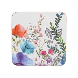 Creative Tops C000338 ‘Meadow Floral’ Printed Cork-Backed Drink Coasters, Square, Multi Colour, 10.5 cm, Set of 6