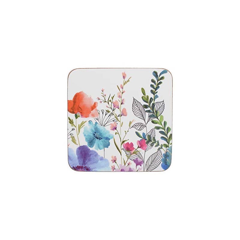 Creative Tops C000338 ‘Meadow Floral’ Printed Cork-Backed Drink Coasters, Square,