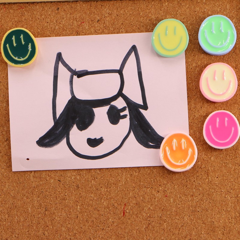 24 Smiley Face Decorative Push Pins, Cute Bulletin Board Push