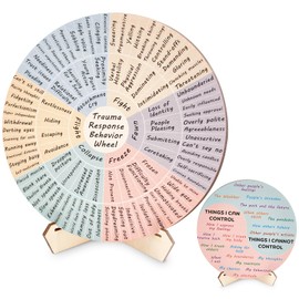 Trauma Response Behavior Wheel Therapy Office Desk Decor Double-Side Mental Health Emotion Chart with Stand Trauma Therapy Gift for Therapist Counselor Home Office Calming Corner Must Have(9.84 in)