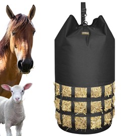 MIYABALA Hay Bags for Horses, Large Slow Feed Hay Bags with Cylindrical Hay Nets Design for Goats,Horse,Donkey, Large Opening with Drawstring and Adjustable Strap for Easy Hanging