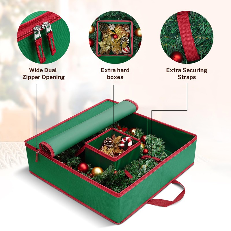 MaidMAX Christmas Wreath Storage Container 30 inch, Hard Shell Wreath