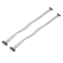 QUARKZMAN 2 Pieces 2.54 mm Distance IDC 10 to 16 Pins Double Female Connector Motherboard Flat Ribbon Cable Wire 30 cm 11.8 Inches Grey