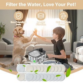10 Pack Replacement Filters for Chumajor Wireless 7.5l/254oz/2Gal Dog Water Fountain, 5 Month Set for Large Dogs Water Bowl Dispenser, Includes 10 Filters & 10 Sponges